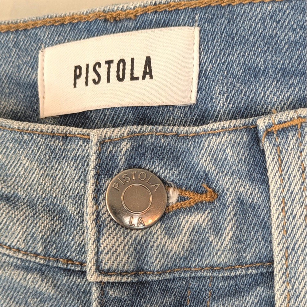 Pistola Revolve Jeans High Rise Light Wash Distressed Straight Leg Women's Sz 25 - Picture 5 of 12